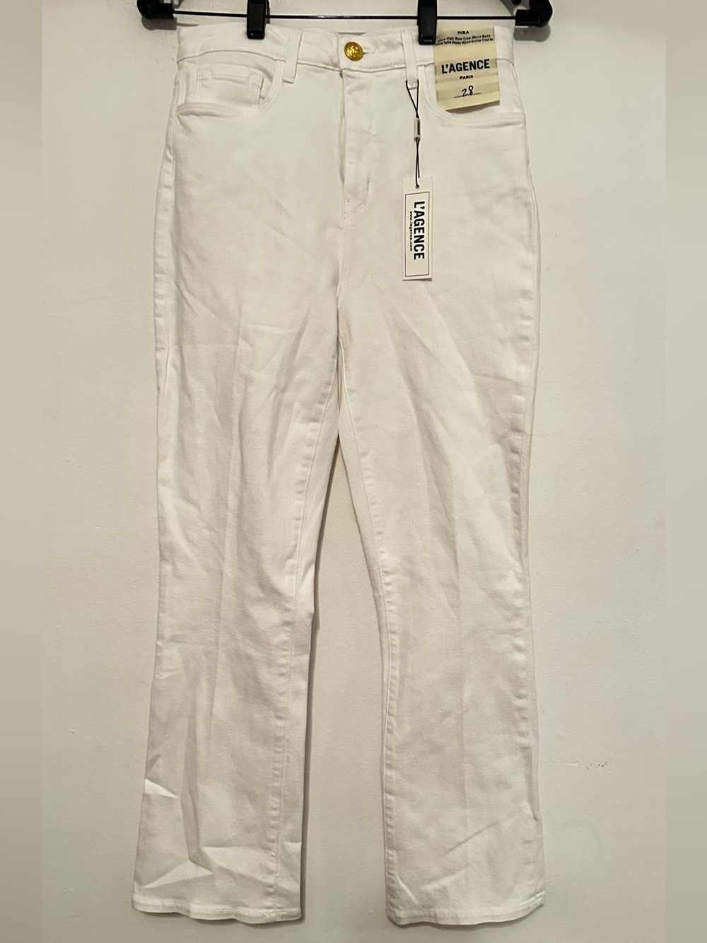 L'AGENCE Mira ultra high rise cropped White Jeans